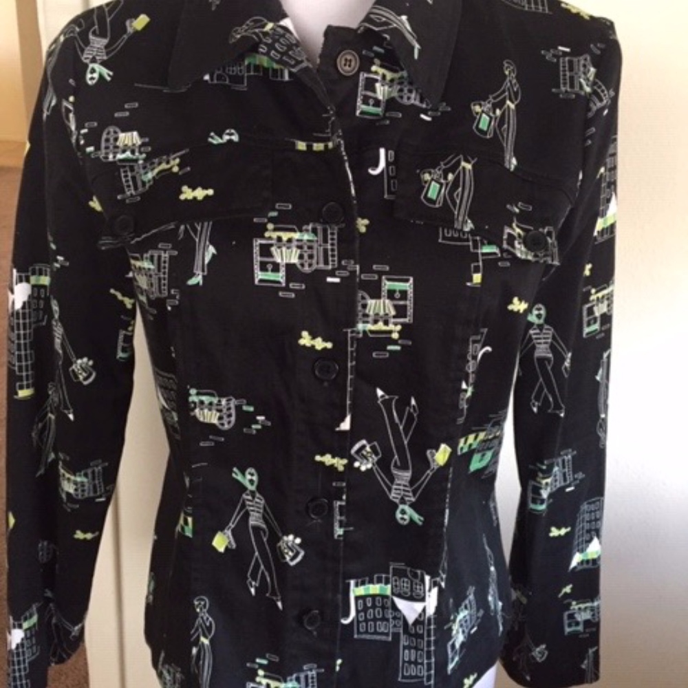 cotton jacket, black with design